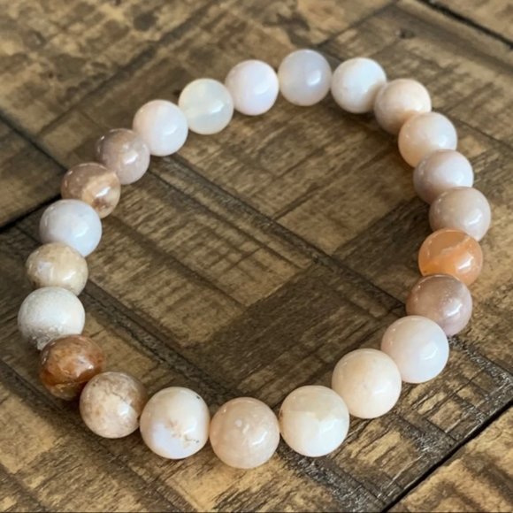 goddess zodiac Other - 8mm Fossilized Agate Bead Stretch Bracelet